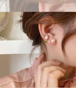 تصویر گوشواره مرواریدی با طرح گل لاله 