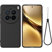 تصویر قاب سیلیکونی مایع گوشی ویوو ایکس 200 پرو 5G با بند دست – مشکی 