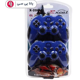 تصویر دسته بازی دوبل شوکدار سیمی EXCEL X-206 EXCEL X-206 Dual Shock Gaming Controller