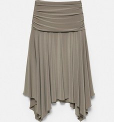 تصویر دامن میدی نامتقارن زنانه خال قهوه ای پل اند بیر 