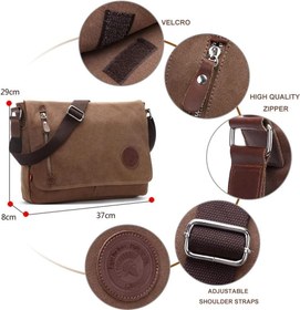 تصویر Canvas Messenger Shoulder Bag Satchel BagVintage Canvas Crossbody Bag with Multiple Pocket for Daily Use School and Work Brown - ارسال 15 الی 20 روز کاری 