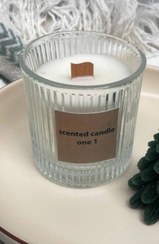 تصویر شمع طرح ساده فیتیله چوبی مدل شات کلوزیوم Candle one 1