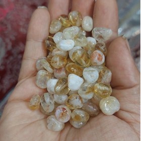 تصویر مهره تامبل سنگ سیترین 6 در 8 میل سنگ اصل طبیعی سوراخ دار 