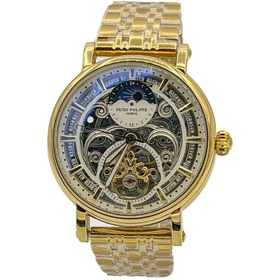 تصویر ساعت مچی مردانه پتک فیلیپ اتوماتیک اسکلتون طلایی صفحه مشکی Patek Philippe9655 