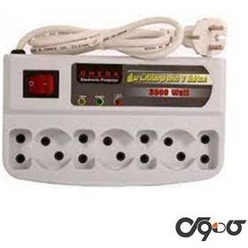 تصویر چند راهی برق و محافظ برق کامپیوتر 7 خانه امگا طول 1.3 متر Omega Computer Surge Protector 1.3M