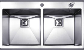 تصویر سینک دو لگن مس مدل FD40 Mas FD40 Double Bowl Copper Kitchen Sink