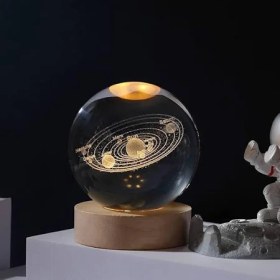 تصویر چراغ خواب مدل گوی شیشه ای طرح منظومه شمسی Solar system design glass ball night light