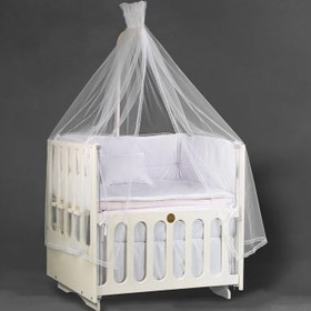 تصویر تخت گهواره کنار مادر مدل کلاسیک - سفید 