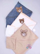 تصویر ست حوله و لیف خرس قهوه ای tiny 