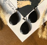 تصویر کردنبند سنگ اونیکس سیاه اشکی با زنجیر استیل 