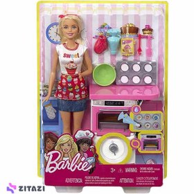 تصویر عروسک باربی شیرینی پز مدل Barbie Pastry Chef Doll and Bakery Play Set - زمان ارسال 15 تا 20 روز کاری 