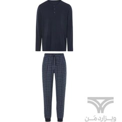 تصویر ست مردانه بلوز و شلوار راحتی لیورجی Livergy آلمان سرمه ای چهارخونه 