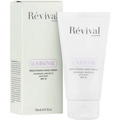 تصویر کرم روشن کننده دست و ناخن SPF12 رویوال Revival | حجم 50 میل Brightening hand cream nourishes, protects anti spot Revival