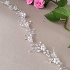 تصویر ریسه مو گل مرواریدی بلند و ظریف،اکسسوری مو 