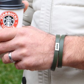 تصویر دستبند دو ردیفه چرم Bracelet