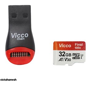 تصویر کارت حافظه microSDHC ویکومن مدل Extra 600X کلاس 10 استاندارد UHS-I U3 سرعت 90MBps ظرفیت 32 گیگابایت به همراه کارت ریدر ا Vicco Man Final 600X UHS-I U3 Class 10 90MBps microSDHC Card 32GB Vicco Man Final 600X UHS-I U3 Class 10 90MBps microSDHC Card 32GB