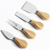 تصویر ست کارد و چنگال صبحانه خوری مجموعه 4 عددی 4PCS Wooden Handle Cheese Knife Set