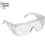 تصویر عینک ایمنی بغل کرکره ای شفاف آلبا 