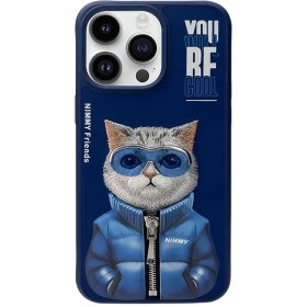 تصویر کاور Nimmy طرح گربه آبی Blue Cat گوشی ایفون iPhone 14ProMax 