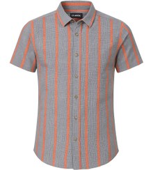 تصویر پیراهن مردانه آستین کوتاه راه‌راه پنبه‌ای مدل Classic سایز M تا XXXL 