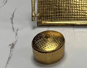 تصویر قندان پذیرایی دربدار مدل چرم تمساحی طلایی سیلور کد942 