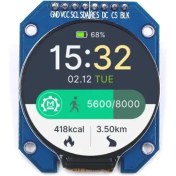 تصویر ماژول نمایشگر TFT فول کالر ۱.۲۸ اینچ با درایور GC9A01 