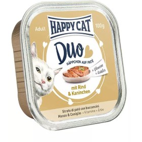 تصویر کنسرو کاسه ای هپی کت گربه بالغ حاوی گوشت خرگوش و گوساله 100 گرمی ا Happy Cat Duo Adult with Rabbit & Beef 100 gr Happy Cat Duo Adult with Rabbit & Beef 100 gr