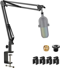 تصویر بازوی میکروفون قابل تنظیم Rigych - ارسال 20 روز کاری Rigych Adjustable Mic Boom Arm, Mic Stand Compatible with Razer Seiren X Mini V2 V3 USB Streaming Microphone for Recording and Gaming