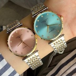 تصویر ساعت مچی زنانه و مردانه لونجین LONGINES بند استیل دو رنگ صفحه گرد صورتی کد 2641 