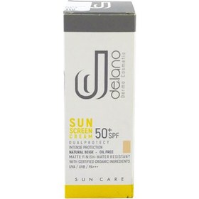 تصویر کرم ضد آفتاب دلانو رنگی مناسب پوست نرمال SPF50 بژ طبیعی 