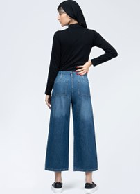 تصویر شلوار جین واید لگ آبی Wide leg jeans-Blue