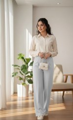 تصویر شلوار نیم بگ مازراتی طوسی روشن - سایز 