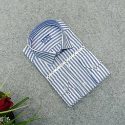 تصویر پیراهن مردانه کلاسیک آستین بلند راه راه 