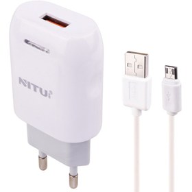 تصویر شارژر دیواری فست شارژ نیتو مدل NT-TC033 به همراه کابل MicroUSB Nitu NT-TC033 2.4A 12W Wall Charger With Micro USB Cable