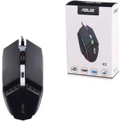 تصویر ماوس گیمینگ ایسوس مدل X3 با سیم دارای نور RGB 