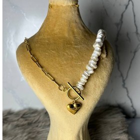 تصویر گردنبند قلب مروارید شل 