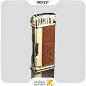 تصویر فندک گازی شعله ای پیپ باروکش چرم مصنوعی Honest کد 0001 Lighter