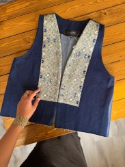 تصویر ست جلیقه و شلوارک خوس دوزی ترنج 