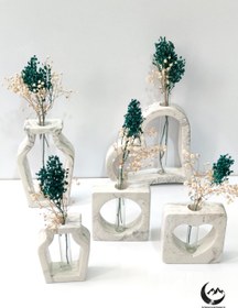 تصویر ست 5عددی گلجا، گلدان سنگی - قهوه ای 