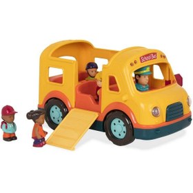 تصویر باس مدرسه نورانی زرد برند باتات برند battat Battat - Light-Up Yellow Bus - 5 Toy Figures - Realistic Sounds - Folding Stop Sign - 18 Months + - Light u0026 Sound School Bus