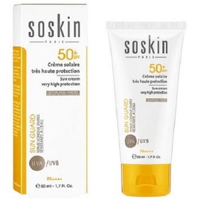 تصویر کرم ضد آفتاب بی رنگ با محافظت بسیار بالا SOSKIN SPF50 Soskin Colorless Very High Protection Sun Cream SPF50 50ml