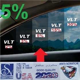 تصویر دودی ضدخش 5% (متوسط رو به تیره) رول 150 متری سان کول USA Quality 