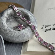 تصویر نیم ست دستبند و انگشتر یاقوت صورتی 