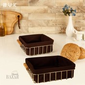 تصویر سبد فلزی پارچه ای مربع بی وی کی طرح کاریزما طلایی 411202 – 411201 