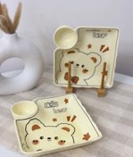 تصویر ظرف دو تکه مزه‌خوری تدی – سرامیکی فانتزی خرسی و شیک 