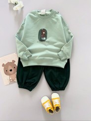 تصویر ست دورس و شلوار خرسی برند هورس - بلوز سبز پاستیلی شلوار سبز یاقوتی / 