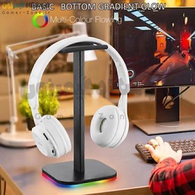 تصویر استند و پایه نگهدارنده هدست/هدفون با نورپردازی RGB Headphone Stand / Headset Stand with RGB Base 