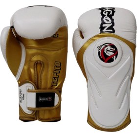 تصویر دستکش بوکس سفید مردانه و زنانه Tepeito Muay Thai Kick Boxing Glove and Bandaja 2 Set Dragondo 