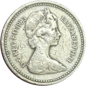 تصویر سکه انگلیس 1 پوند انگلستان ملکه الیزابت یادبودی 1983 