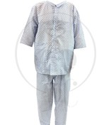 تصویر لباس بستری بیمار جنس فلامنت پنبه طرح سکه ای - آبی / XL / سکه ای 